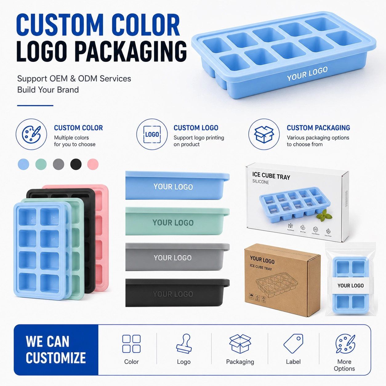 10 Compartment Silicone Ice Cube Tray with Optional Lid